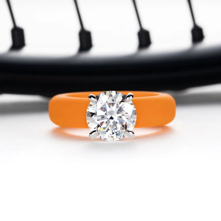 MossanRappr 3.5ct D Color Moissanite Silicone Ring 925 Sterling Silver Solitaire Engagement Ring for Women Rubber Wedding Bands