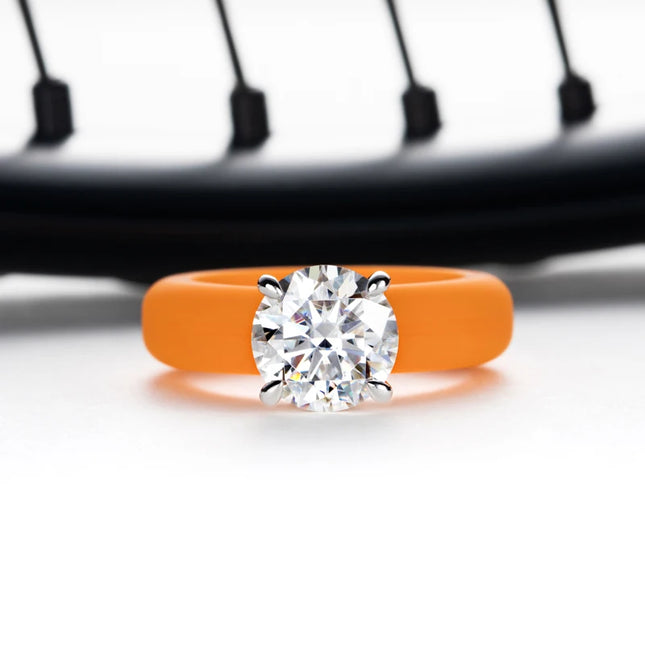 MossanRappr 3.5ct D Color Moissanite Silicone Ring 925 Sterling Silver Solitaire Engagement Ring for Women Rubber Wedding Bands