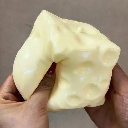 Jumbo Cheese Cube Stress Ball Big Cheese Shapeable Squeeze Ball Non-Bounce Fidget Toy ASMR Sensory Anti-Stress Festival Gift