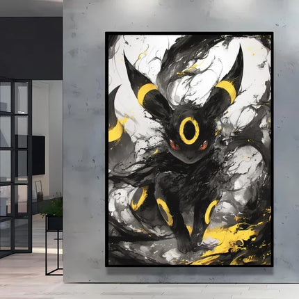 Pokemon Eevee Series Wall Art Unique Ink Style Decorative Paintings High - Quality Canvas Add A Touch of Fantasy To Your Home