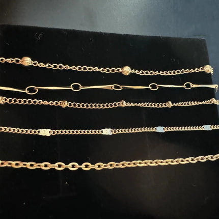 5 Pcs /set Silver plated Stainless Steel Anklet for women men Summer Beach Bracelet Accessories Jewelry Valentine's Day Gift