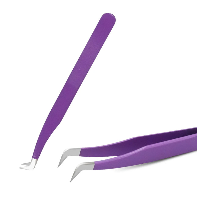 1PC Eyelash Tweezers Stainless Steel Curved Straight Superhard Tweezers High Precision Anti-static Tweezers for Eyelashes
