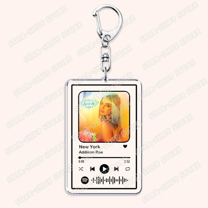 Hot Singer Addison Rae Songs Keychains for Women Accessories Bag Diet Pepsi Aquamarine Music Keying Jewelry Fans Friend Gifts
