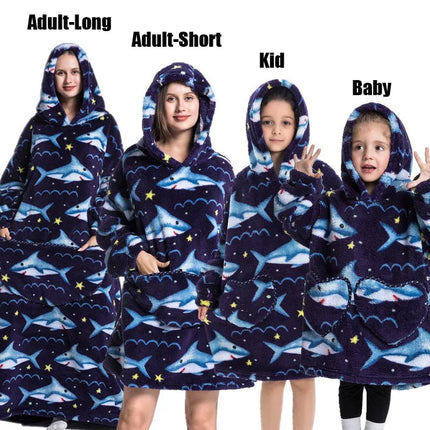 Plush Fleece Family Matching Hoodie Girl Sweatshirt Homewear Men Women Children Thick Pullover Oversize Winter Sherpa Blanket