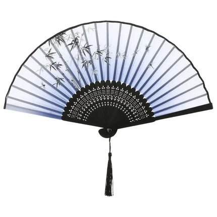 Retro Flower Pattern Home Decoration Elegent Bamboo Folding Fan Chinese Style Painting Handheld Fan Dance Performance Props