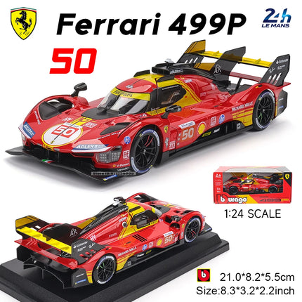 Bburago 1:24  2024 Ferrari 499P LMH FORMULA RACING 250GTO FXXK 458 Alloy Luxury Vehicle Diecast Cars Model Toy Collection Gift
