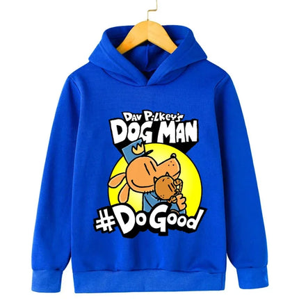 Spring Dog Man Hoodie Kids Clothes Girls Boys Cartoon Hooded Sweatshirts Autumn Long Sleeve Outerwear DOGMAN Children Clothing