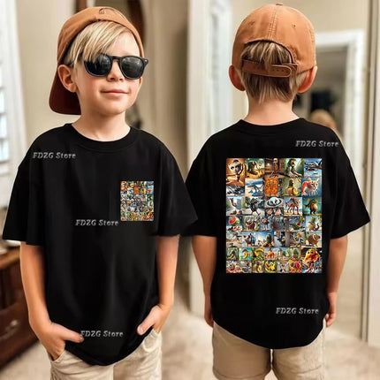 Italian Brainrot Animal Print Kids Cotton T-shirt Tung Tungtung Summer Childrens Short Sleeved Shirt Boys Girls Cute Leisure Tee