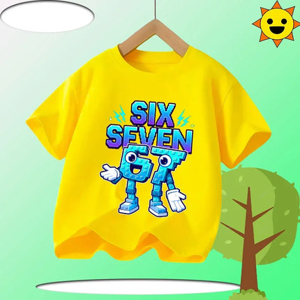 Kids T-Shirts Fashion Oys Girls Cotton Tee Italian 67 Casual Children Clothes Top Summer 67 Six Seven Cool Funny Printed T-shirt