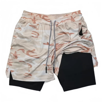 Men's Double-Layer Breathable Quick-Drying Sports Pants Trendy Summer Fitness Quarter Shorts for Active Wear