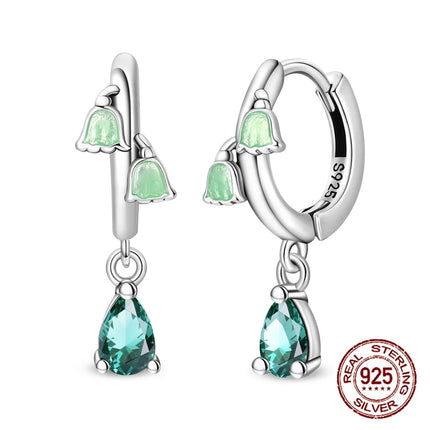 New in 925 Sterling Silver Lucky Clover Earrings for Women Girl Green Leaf Ear Studs Fine Jewelry Fashion Luxury Anniversary