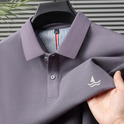 Luxury brand 100% cotton short sleeve polo shirt men's fashion sailboat embroidered T-shirt summer comfort breathable casual top