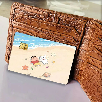 C-Crayon S-Shin-chan Cartoon Credit Card Stickers Skin For Bank Debit Decorative Protection Scratch-resistant Gift 4PCS