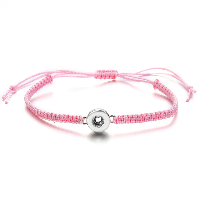 Fashion Colorful Manual Rope Snap Bracelets 15cm Adjustable Kids Fit 12mm Snap Buttons Wholesale Key ChainSE0145