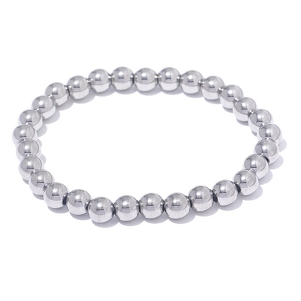 Yhpup 3/4/5/6 MM Stainless Steel Beads Daily Handmade Elastic Bracelet Bangle Waterproof Wrist Wholesale Gold Color Jewelry Men