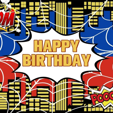 Superhero Baby Shower Birthday Backdrop City Building Super Hero Party Photography Background Photo Studio Custom Name Banner
