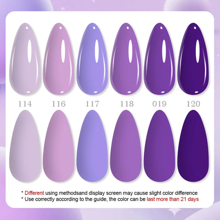 QAZIXU 1-6Pcs Purple Gel Nail Polish Winter Manicure Varnis Semi Permanent Nail Gel Varnish Soak Off UV Gel for Design Nails