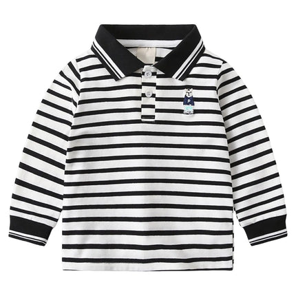 3-7 Y Children's POLO Shirts Boy Handsome Fashion Sports Long Sleeve Tops Embroidery Kids Clothes Toddler Boys School Shirt