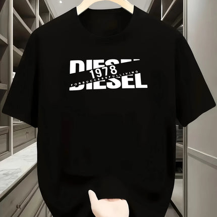 Casual Loose T-shirt with Classic Print, Fashionable Summer Cotton Women's Harajuku Short Sleeve Round Neck T-shirt Tops