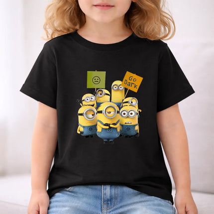 Minions Group Character Display Kids Cotton T-Shirt Fun Team Theme Comfortable Casual Clothing for Boys and Girls Daily Wear