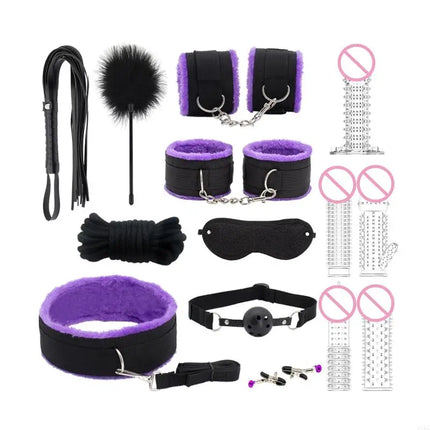 Sexy BDSM Kits Plush Sex Bondage Set Sex Games Whips Gag Nipple Clamps for Couples Exotic Accessories
