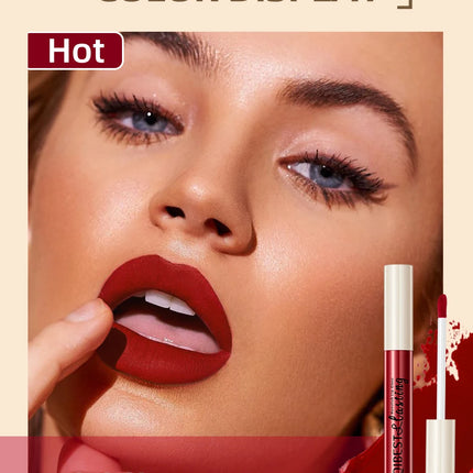 QIBEST Liquid Lipstick Waterproof Velvet Nude Matte Sexy Red Lip Gloss Long Lasting Nonstick Lip Stain Makeup 24 Colors Hots