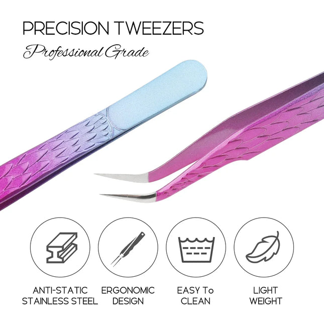 Fadvan Eyelash Extension Tweezer Lash High Precision Superhard Stainless Steel Eyelash Eyebrow Tweezers Makeup Tools