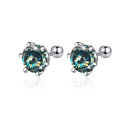 BIJOX STORY 0.5-2ct Moissanite Screw Stud Earrings D Color 925 Sterling Silver Diamond Earrings For Women Wedding Fine Jewelry