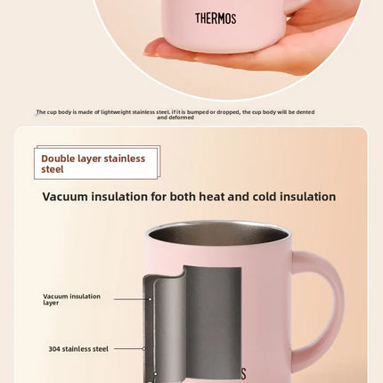 THERMOS Mug 450ml Handle Mug, Keep Cold & Keep Hot Stainless Steel Thermos, Leakproof Coffee Mug & Milk Cup for Office,BPA Free