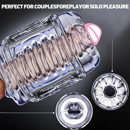 Realistic Couple Pocket Pussy Masturbators Cup Squeezable Stroker Men Spiral Texture Open Cover Sucking Male for Men Sex Toy