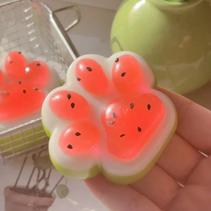 Cute Summer Limited Watermelon Cat's Paw Antistress Foot Squishy Toy,Fidget Toy, Mochi Squishy, Stress Reliever  Squeeze Toys