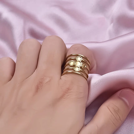 6pcs/lot Gold Plated Stainless Steel Base Rings Settings DIY Blank Knuckle Rings for Women Jewelry Charms Never Fade Wholesale