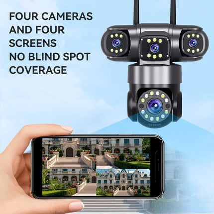 16X ZOOM WiFi Camera 20MP Four Lens Outdoor 6K 12MP IP66 Waterproof Night Vision Two-Way Intercom CCTV Video Surveillance
