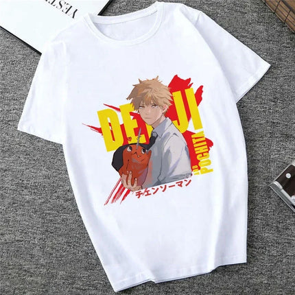 Japanese Anime Denji Tshirt Unisex Chainsaw women T Shirt Women Funny Cartoon Pochita Makima T-shirt Graphic Tees Tops Female 90