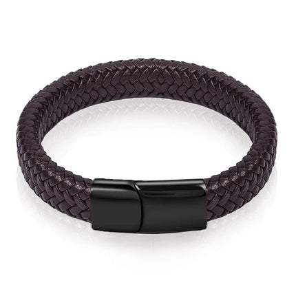 Fashion Simple White Leather Braid Bracelet Stainless Steel Buckle Clasps for Men Handmade Bangle Wholesale Charm Jewelry Gift