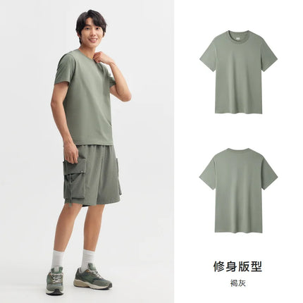 Semir Short Sleeve Men T-Shirt Cotton 2026 Summer New Man Clothing Thin And Versatile T Shirt Couples Solid Color Tops