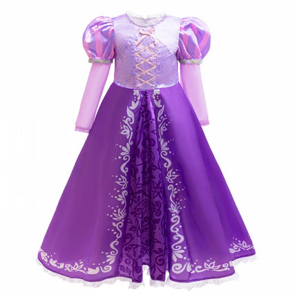 Rapunzel Cosplay Princess Dress Kids Halloween Disguise Long Sleeves Costumes Girls Birthday Carnival Party Outfits