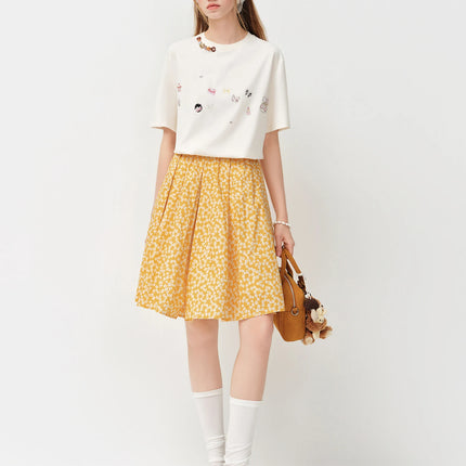 FSLE 2026 Spring Women's Cool Feel Oversized Short Sleeve T-Shirt - Sweet Edgy Style Cute Graphic Print for Casual Daily Wear
