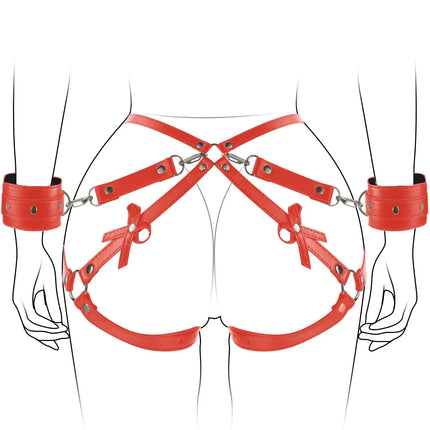 Women Leather Handcuffs Sex Bondage Handcuffs Ankle Thigh Cuffs BDSM Kit Adjustable Waist Strap Adult SM Game Sex Toy for Couple