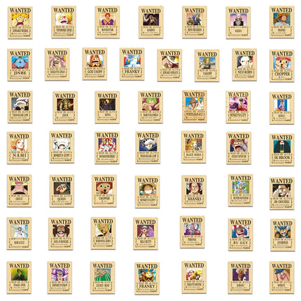 50/100pcs One Piece Wanted Posters Stickers Cool Cartoon Decal Laptop Scrapbooking Phone Case Wall Graffiti Anime Sticker Toy