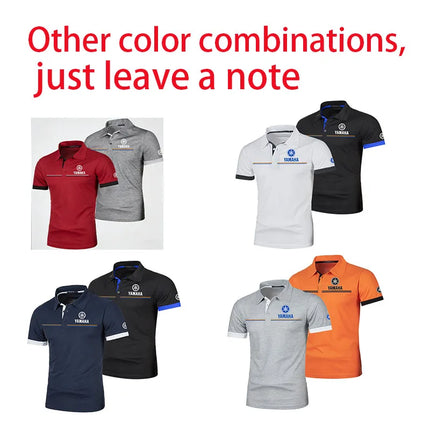 Yamaha Men's Polo Shirt Short Sleeve T-Shirt Casual Fashionable Patchwork Breathable and Comfortable Polo Shirt for Men Summer