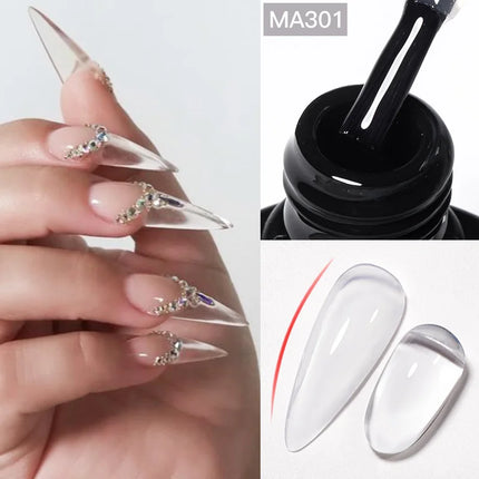 MEET ACROSS 7ml Jelly Nude Shimmer Rubber Base Gel Glitter Pink Purple UV/LED Nail Art Vernis Gel Polish for Manicure Nails DIY