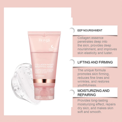 75ml Collagen Peel Off Face Mask With 50g Collagen Jelly Cream Hydrating Moisturizing Night Wrapping Mask Cream Korean Skincare