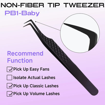 Fiber Tip Lash Extension Tweezer, Titanium Black Eyelash Nano Tip Tweezer for Lash Tech Supplier