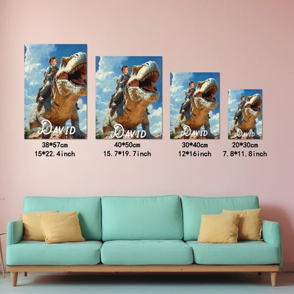 1pc personalized customization, give your child a dinosaur ride, frameless canvas painting, gift for children