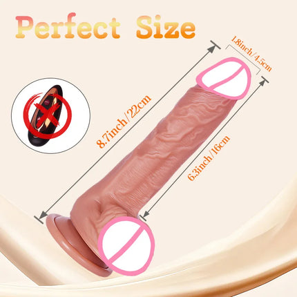 1pc 8.6inch Thrust Realistic Dildo Vibrator With 10 Telescopic And 10 Vibration Modes With Heating, Silicone Soft Realistic Remote Control Adult Sex Toy For G-spot Vibration Stimulation With Powerful Suction Cup