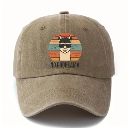 Male and female cartoon alpaca baseball cap with curved brim suitable for outdoor activities such as camping and travel