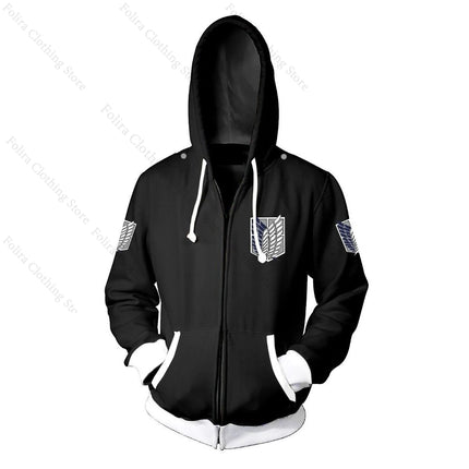 Anime Attack on Titan Series Print Hoodie Autumn Coat Hooded Zip-up Long Sleeve Tops Man Hoodie Hooded Shirt Men Sweatshirt