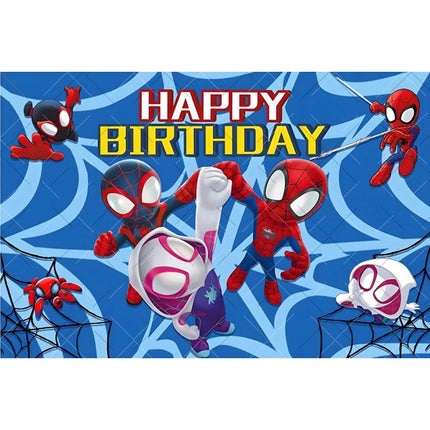 Avengers Backdrops Children Birthday Decoration Custom Text Superhero Photography Background Spider-Man Captain America Iron Man