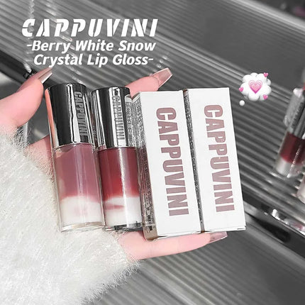 Cappuvini Berry Snow Gradient Lip Gloss Mirror Moisturizing for Plump Lips Long-Lasting Makeup Lip Glaze